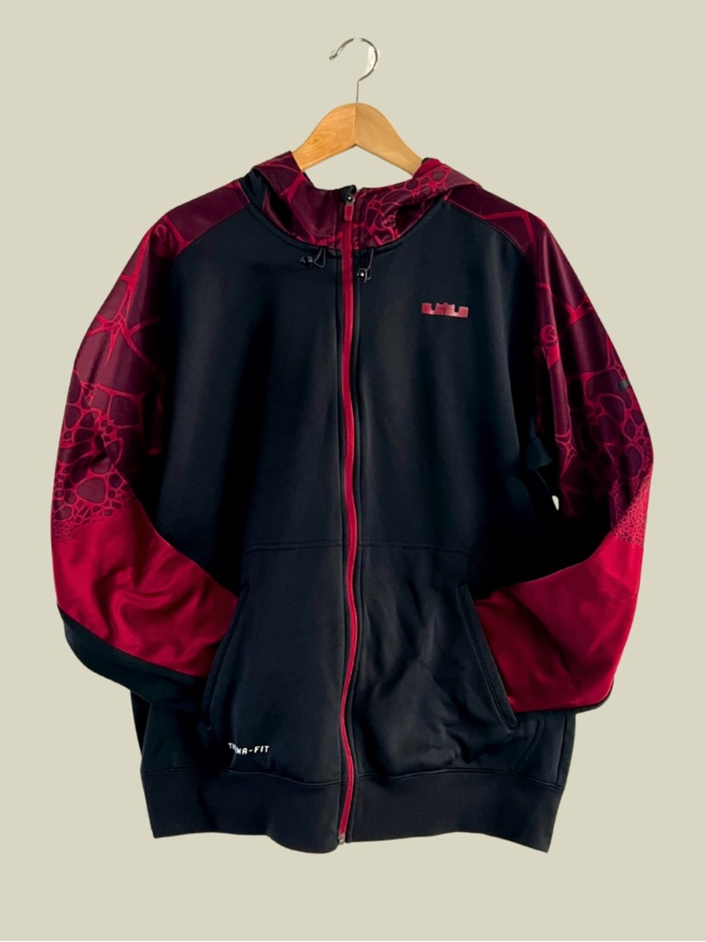Nike Lebron James maroon and black zip up hoodie